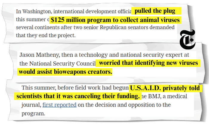 NYT Confirms Gain-of-function defund