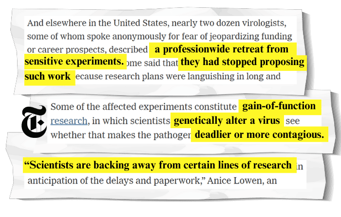 NYT Confirms Gain-of-function defund