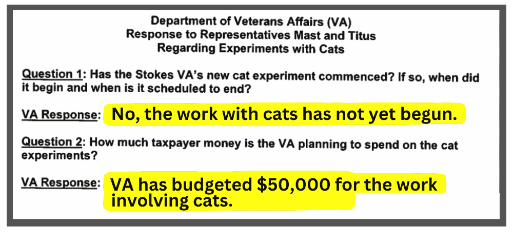 VA Caught Lying Cat Tests